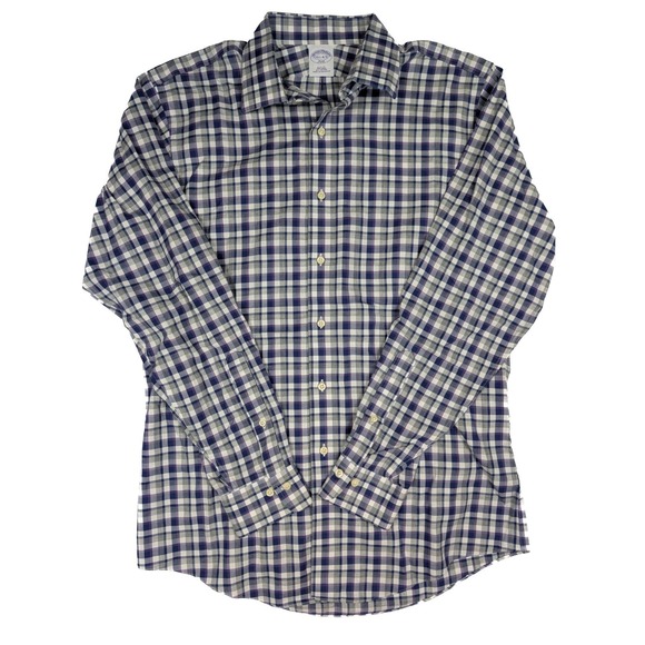 Brooks Brothers Other - Brooks‎ Brothers 346 Slim Fit Purple Gray Check L/S Shirt Men's Size 15.5 - 4/5